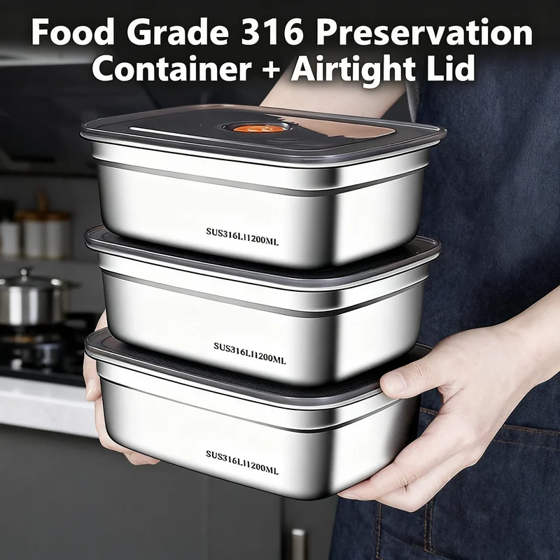Food Storage Safety - 대용량 스테인리스 스틸 누수 방지 밀폐형