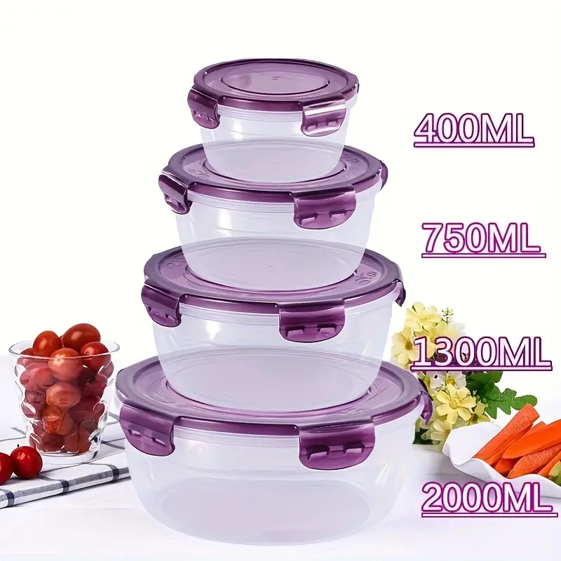Food Storage Time - 플라스틱 식품 보관 용기 4개, 도시락,