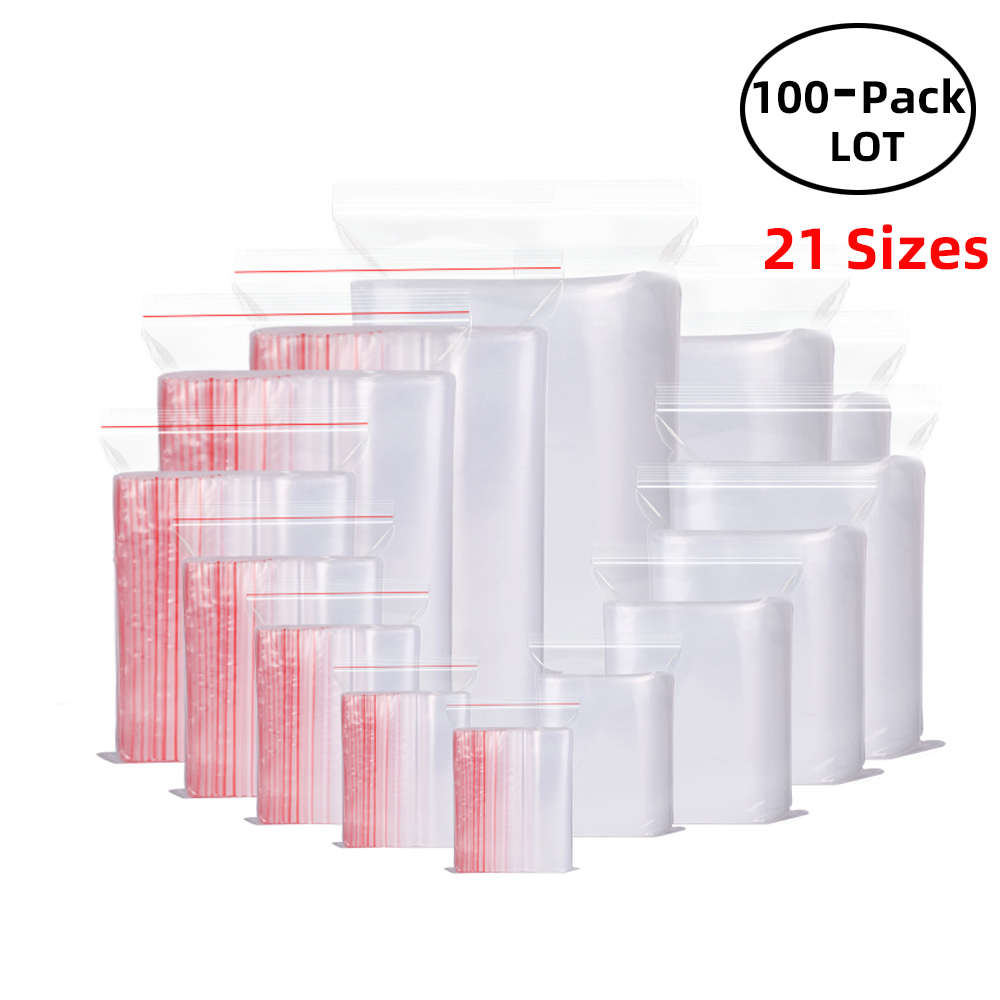 Food Storage Zip Bags - 100 개/갑 Resealable 지퍼 잠금 가방