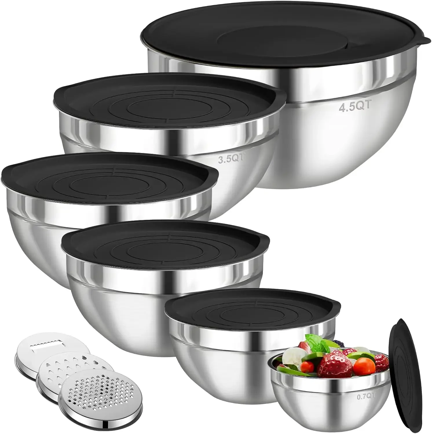 Food Storage Stainless Steel - 6개 스테인리스 스틸 믹싱 볼 세트