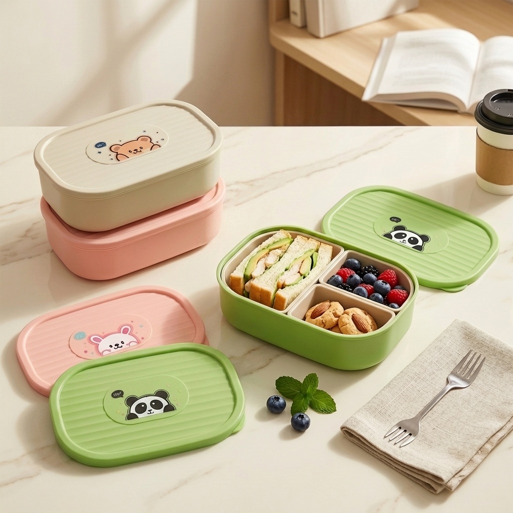 Food Storage Safety - 귀여운 플라스틱 분리형 도시락통 어린이 학생