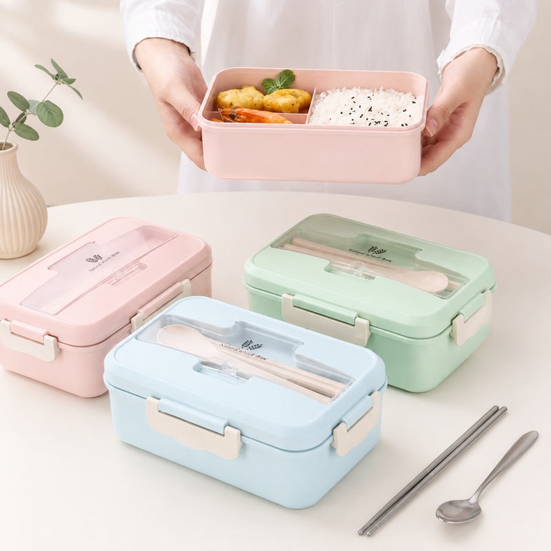 Food Storage Safety - 밀짚 소재 도시락통, 전자레인지 사용 가능,