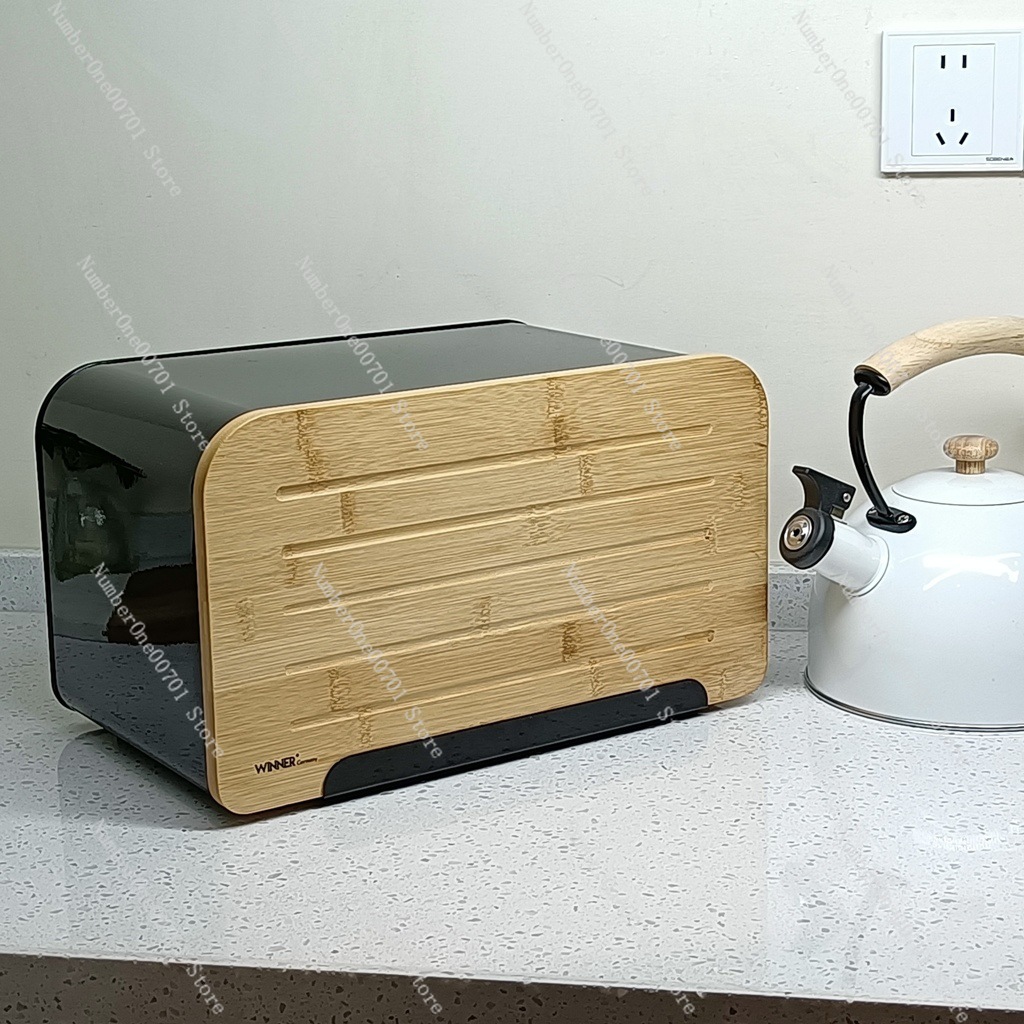 대나무 뚜껑이 있는 주방 빵 보관함, 스테인리스 스틸  - Food Storage Bins 리뷰 및 가격