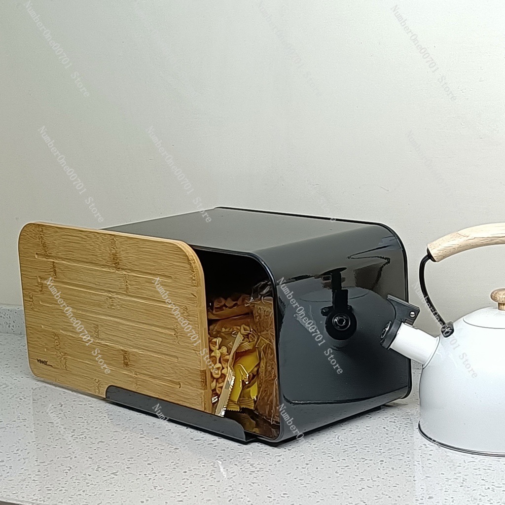 대나무 뚜껑이 있는 주방 빵 보관함, 스테인리스 스틸  - Food Storage Bins 리뷰 및 가격