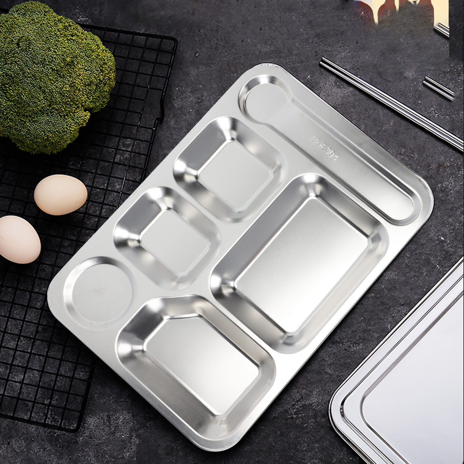 1개 스테인리스 스틸 6칸 도시락 트레이, 식사 준비  - Food Storage Stainless Steel 리뷰 및 가격
