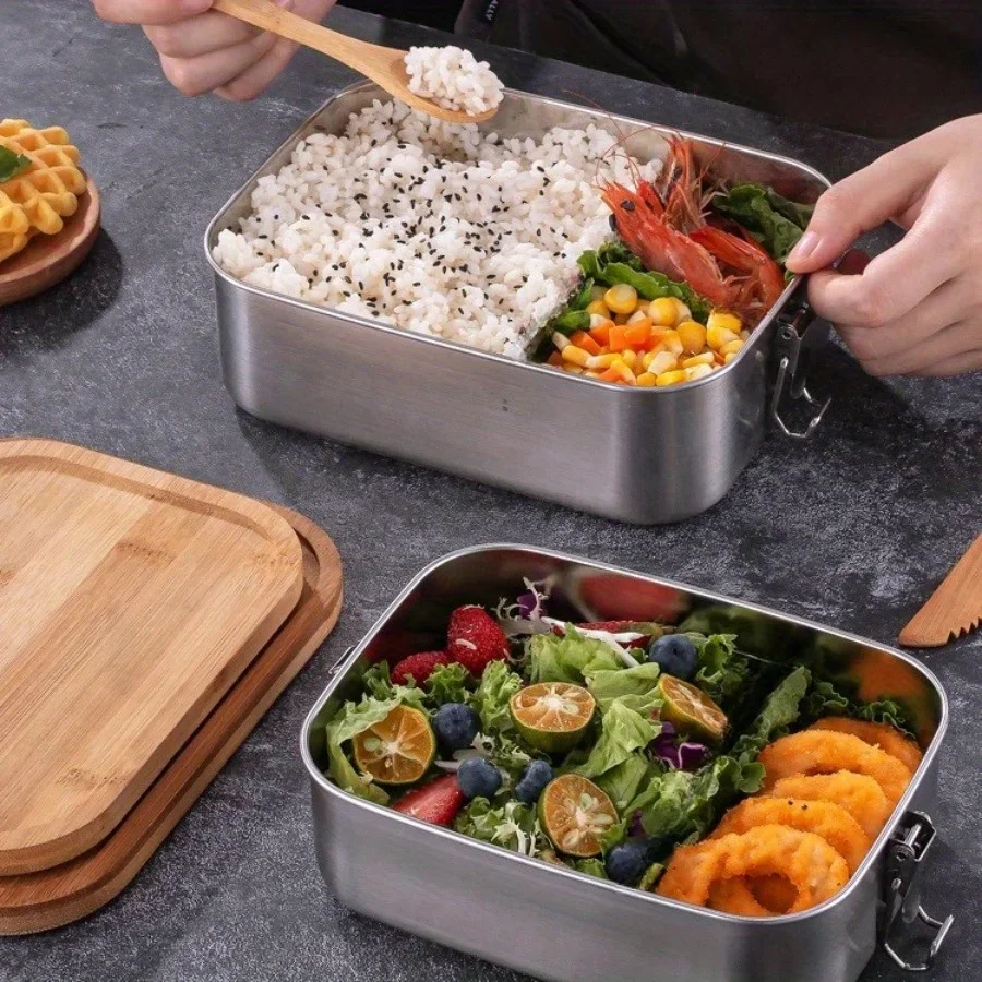 새로운 304 스테인리스 스틸 대나무 뚜껑 도시락, 일 - Food Storage Time 리뷰 및 가격