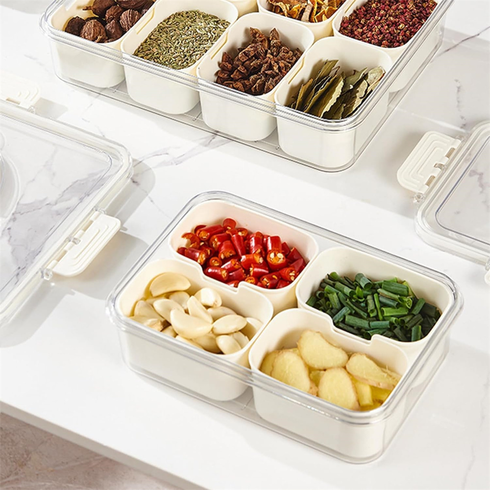 휴대용 식품 보관함, 스낵 보관함, 뚜껑이 있는 4칸, - Food Storage Time 리뷰 및 가격