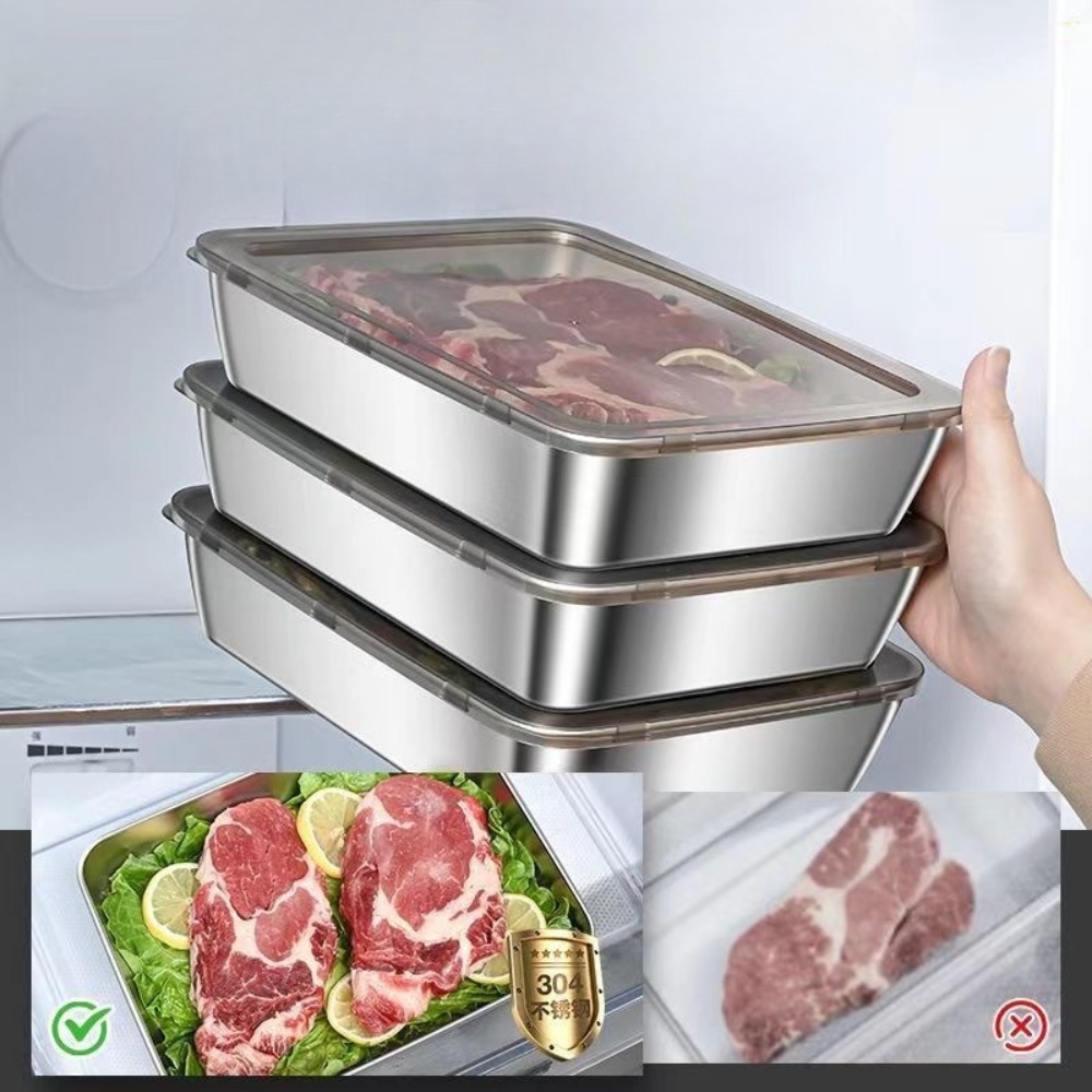 식품 등급 스테인리스 스틸 서빙 트레이(뚜껑 포함),  - Food Storage Time 리뷰 및 가격