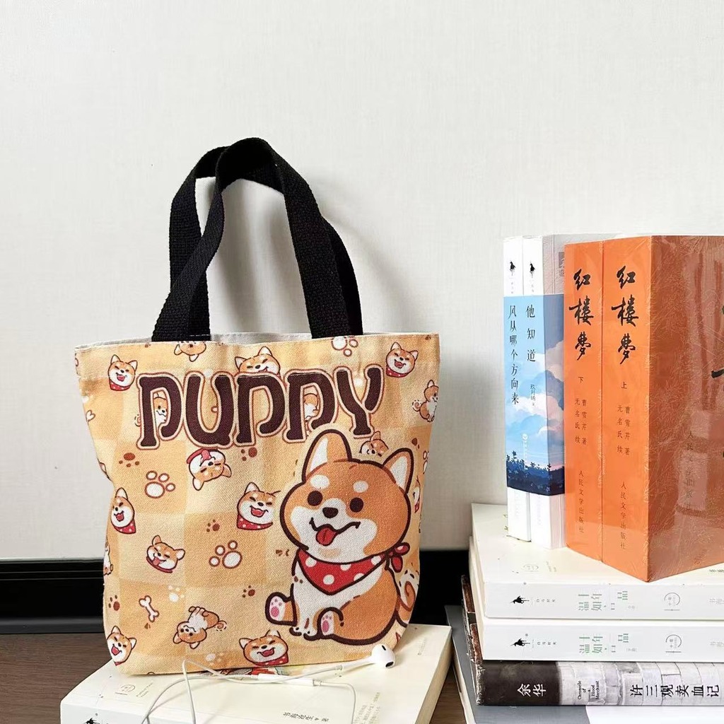 만화 동물 캔버스 도시락 가방 휴대용 벤토 도시락 토트 - Food Storage Bags Reusable 리뷰 및 가격