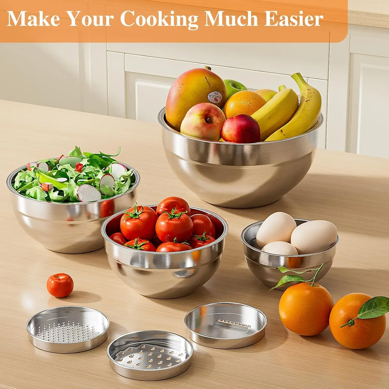 6개 스테인리스 스틸 믹싱 볼 세트 (밀폐 뚜껑 포함) - Food Storage Stainless Steel 리뷰 및 가격