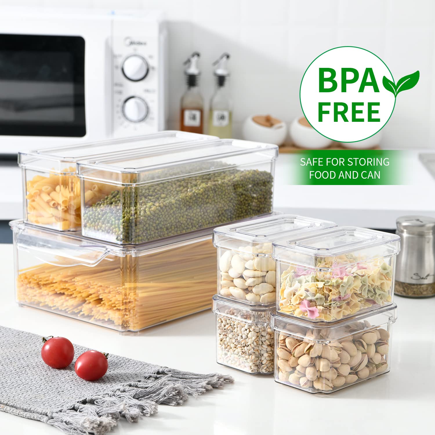 14개입 냉장고 정리함, 뚜껑이 있는 쌓을 수 있는 냉 - Food Storage Bins 리뷰 및 가격