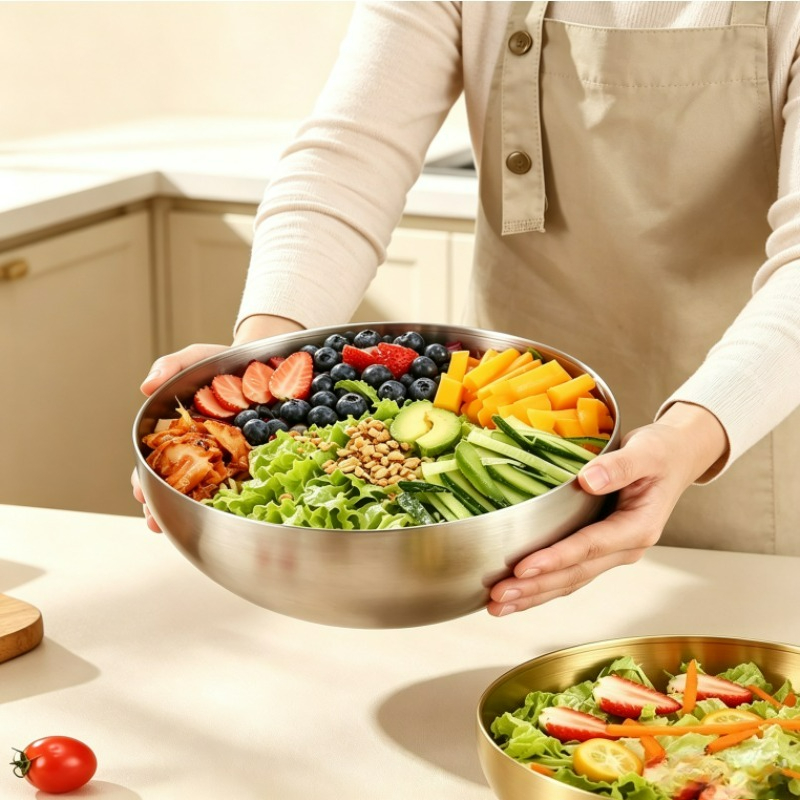 스테인리스 스틸 믹싱 볼, 금속 서빙 샐러드 볼, 베이 - Food Storage Stainless Steel 리뷰 및 가격