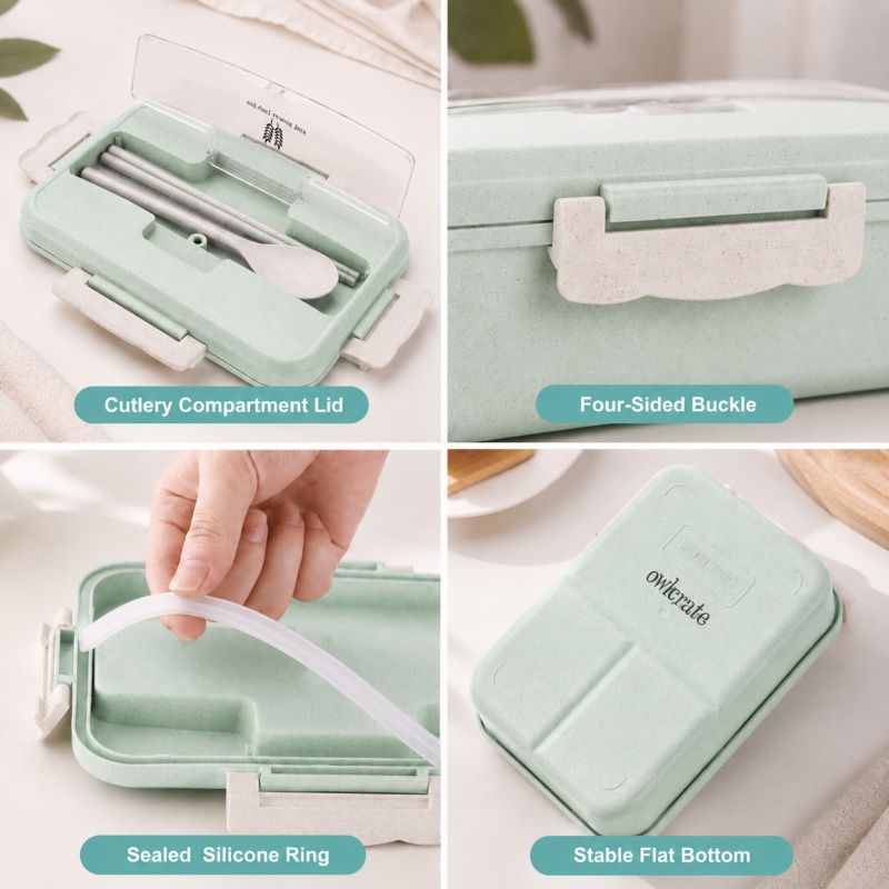 밀짚 소재 도시락통, 전자레인지 사용 가능, 휴대용 벤 - Food Storage Safety 리뷰 및 가격