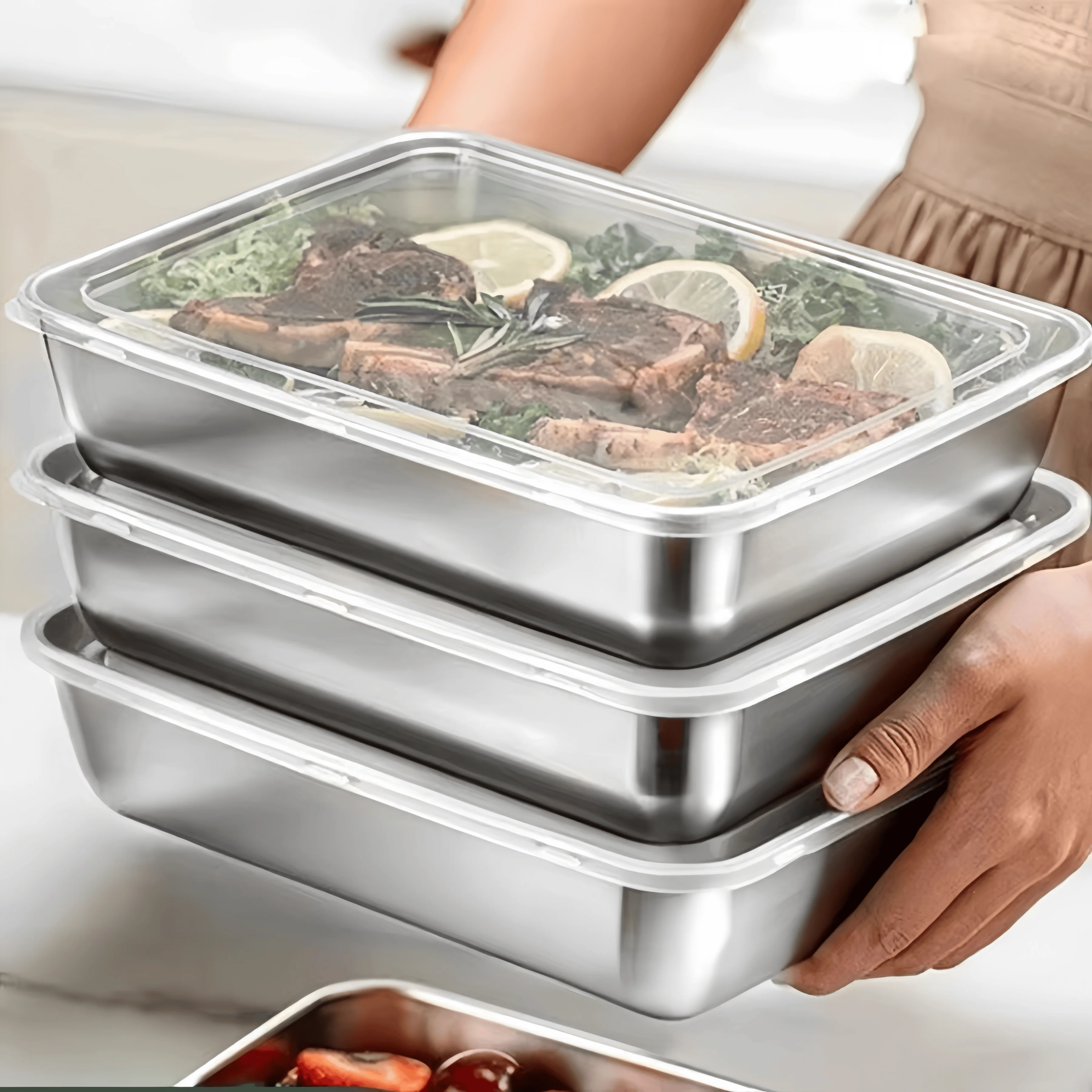 스테인리스 스틸 밀폐형 도시락통 신선도 유지 직사각형  - Food Storage Stainless Steel 리뷰 및 가격